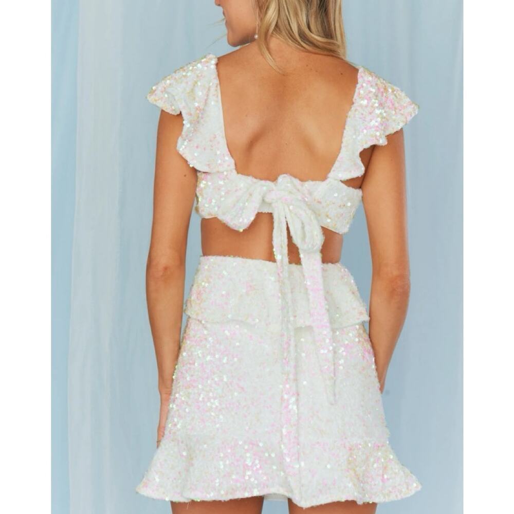 Show Me Your MuMu White Sequin Zoey Mini Dress - Picture 3 of 8